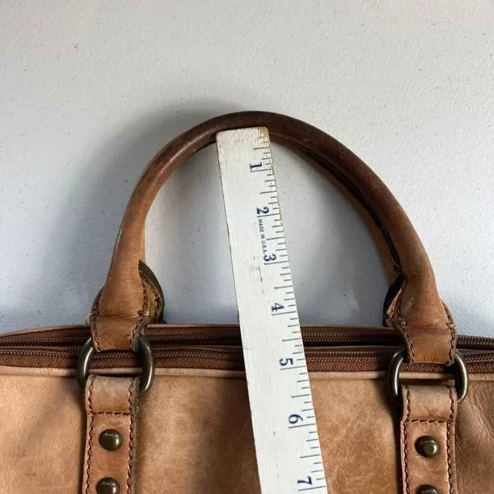 FOSSIL Laptop Bag Brown Leather Satchel Brown Lining Messenger Shoulder Strap